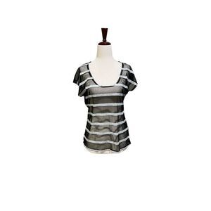 GLOI top women’s size Medium black & silver sheer short sleeve scoop neck